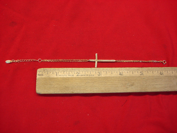 Gold Vermeil Sterling Silver Cross Bracelet & Anklet with Cubic Zirconia