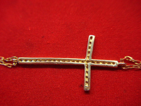 Gold Vermeil Sterling Silver Cross Bracelet & Anklet with Cubic Zirconia