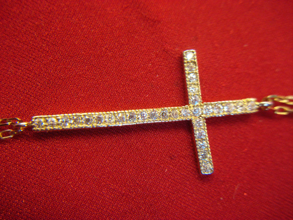 Gold Vermeil Sterling Silver Cross Bracelet & Anklet with Cubic Zirconia