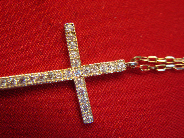 Gold Vermeil Sterling Silver Cross Bracelet & Anklet with Cubic Zirconia