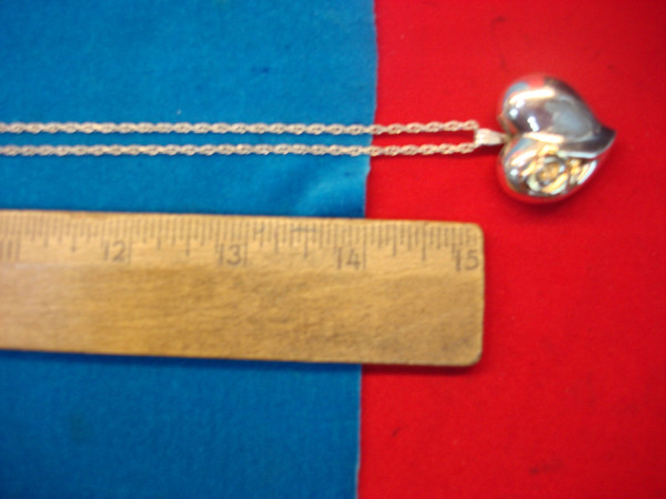 Gorham Sterling Silver Puffy Heart Pendant with Yellow Gold Rose Accent & 30