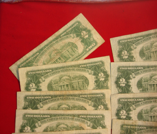 Vintage 1928 Series $2 US Notes - Lot of 25 (Circulated, Good Condition)