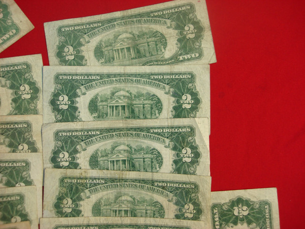 Vintage 1928 Series $2 US Notes - Lot of 25 (Circulated, Good Condition)