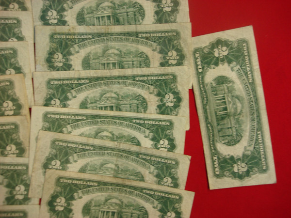 Vintage 1928 Series $2 US Notes - Lot of 25 (Circulated, Good Condition)