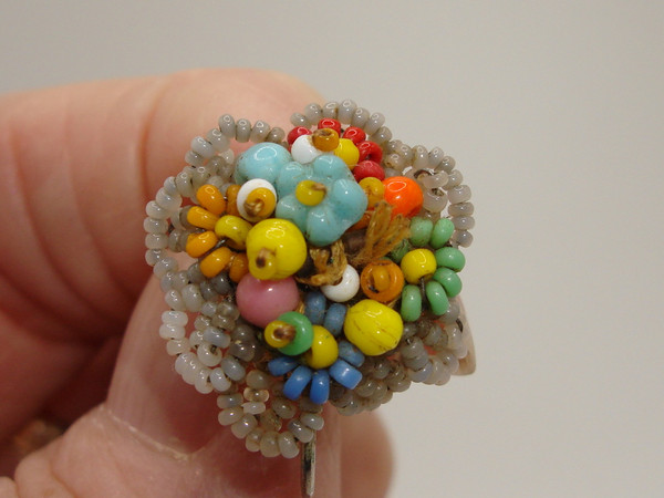 Vintage 1950s Haskell Inspired Beaded Screw Back Earrings - Colorful Floral Design