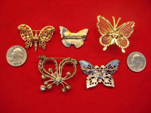 Vintage Butterfly Pin Collection (5 Pcs) - Unique & Collectible Enamel Pins