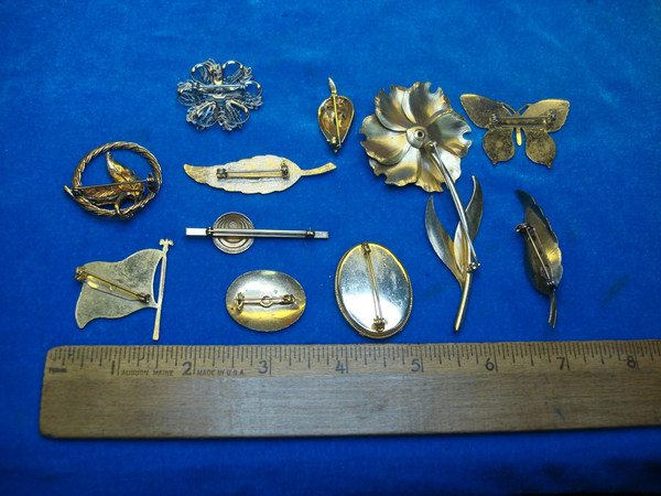 Vintage Costume Pin Lot of 10 - Unique & Usable Designs