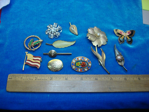 Vintage Costume Pin Lot of 10 - Unique & Usable Designs