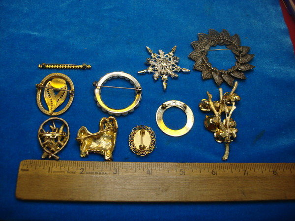 Vintage Costume Pin Lot of 10 - Unique & Usable Designs