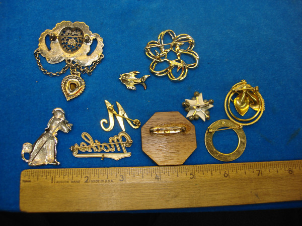 Vintage Costume Pin Lot of 10 - Unique & Usable Estate Jewelry