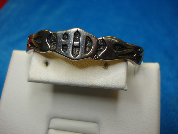 Vintage Harley Davidson H-D Cuff Bracelet - Silver Tone, Size 5 3/4