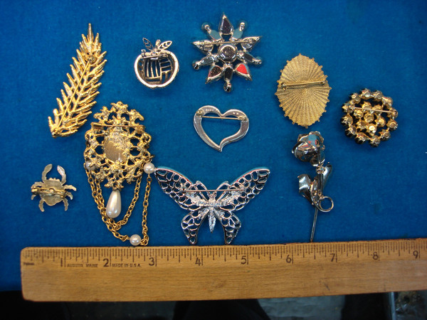 Estate Jewelry Lot of 10 Unique & Collectible Costume Pins
