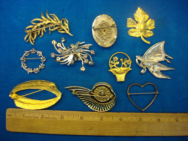 Vintage Estate Jewelry Lot of 10 Unique Pins - Mix & Match Designs