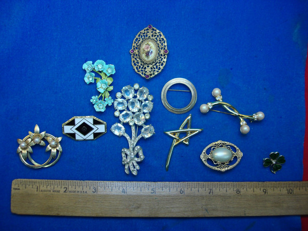 Unique 10-Piece Estate Pin Collection - Vintage & Usable Costume Pins