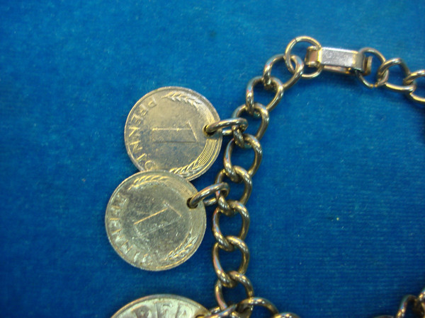 Vintage 1950s Austria Coin Bracelet - 9 Genuine Silver Tone Coins (7 Inch)