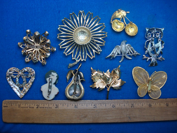 Vintage Costume Pin Lot of 10 - Unique & Usable Pins, Great for Collections