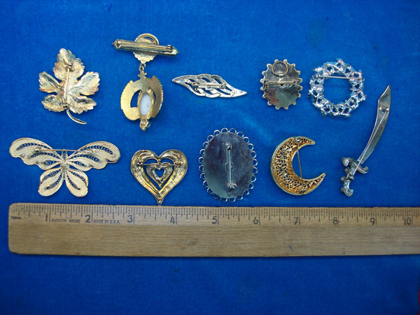 Vintage Estate Jewelry Lot - 10 Unique Pins (All Usable)