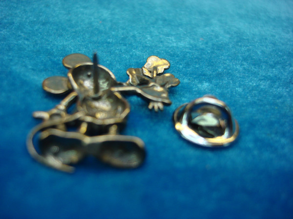 Vintage Disney Mickey Mouse Lapel Pin - Antique Silver, Flower Bouquet