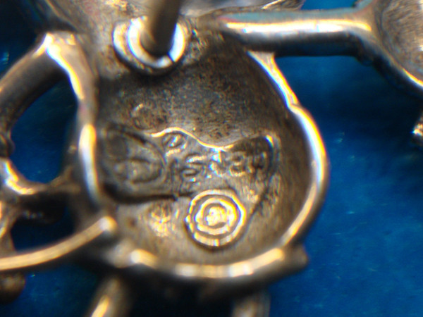 Vintage Disney Mickey Mouse Lapel Pin - Antique Silver, Flower Bouquet
