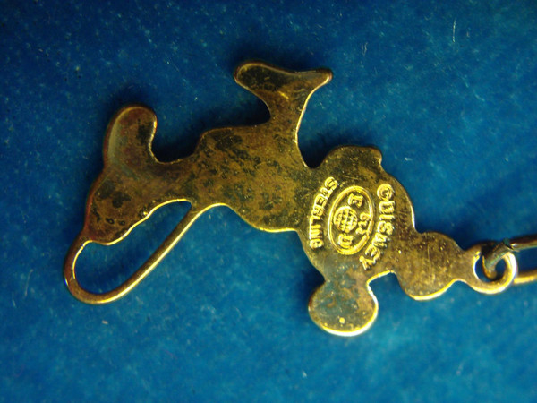 Authentic Disney Sterling Silver Mickey Mouse Necklace w/ Gold Vermeil (18 Inch Chain) - Pre-Owned Excellent Condition