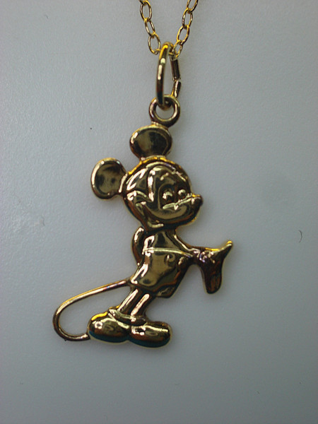 Authentic Disney Sterling Silver Mickey Mouse Necklace w/ Gold Vermeil (18 Inch Chain) - Pre-Owned Excellent Condition
