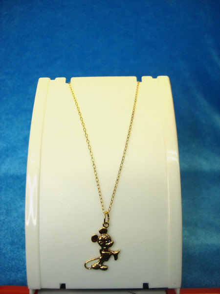 Authentic Disney Sterling Silver Mickey Mouse Necklace w/ Gold Vermeil (18 Inch Chain) - Pre-Owned Excellent Condition