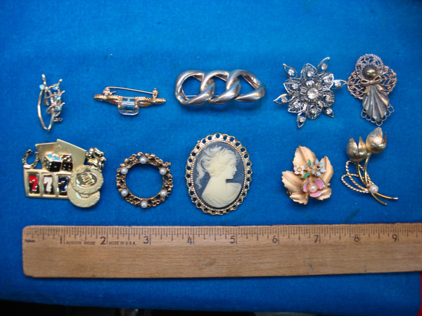 Estate Jewelry Collection: 10 Vintage Costume Pins - Unique & Usable Treasures