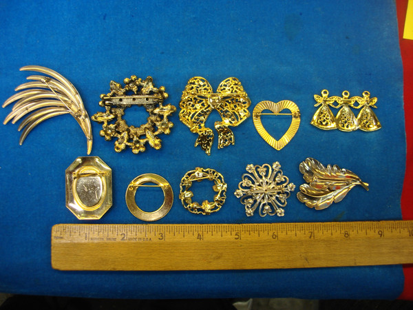 Vintage Costume Pin Lot of 10 - Unique & Usable Estate Jewelry