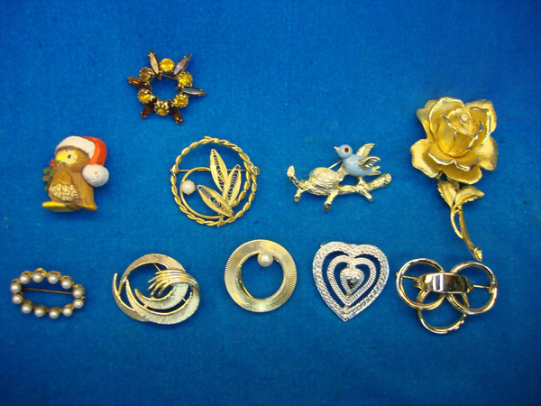 Estate Jewelry Collection - 10 Unique & Usable Costume Pins