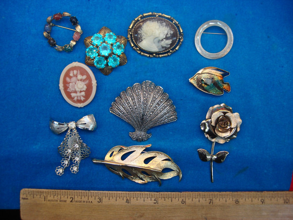 Vintage Costume Pin Lot of 10 - Unique & Usable Designs