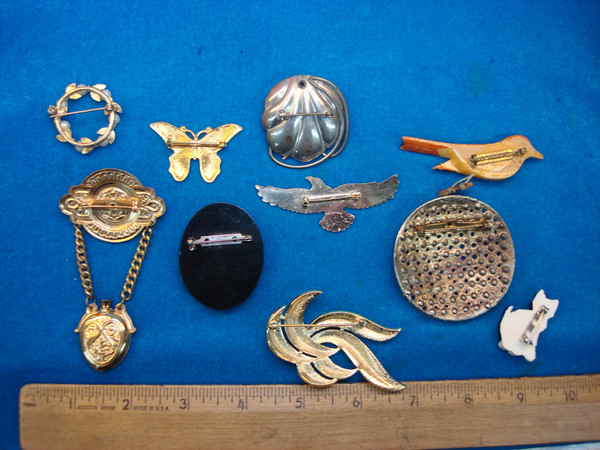Vintage Costume Pin Lot of 10 - Unique & Usable Designs