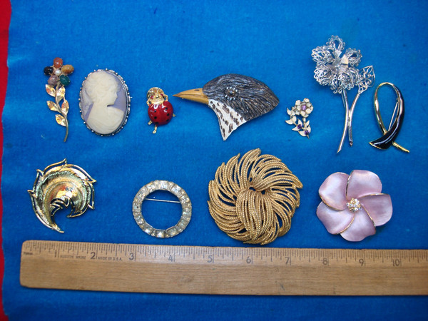 Vintage Estate Jewelry Pin Lot of 10 - Unique & Usable Designs