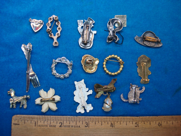 Vintage Costume Pins - Lot of 15 Unique Smaller Size Pins for Jackets, Bags & More
