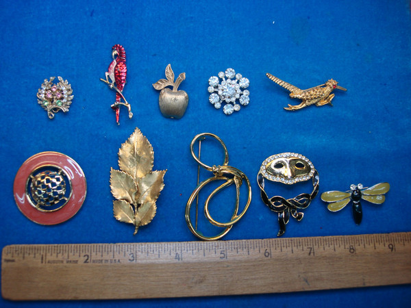 Estate Jewelry Pin Collection: 10 Unique & Usable Vintage Costume Pins