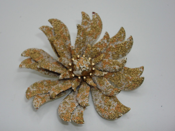 Vintage Coro Enamel Pin - 1960s Gold Splatter Floral Design, Rare & Unique
