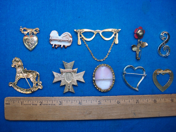 Vintage Costume Pin Lot of 10 | Unique Designs & All Usable