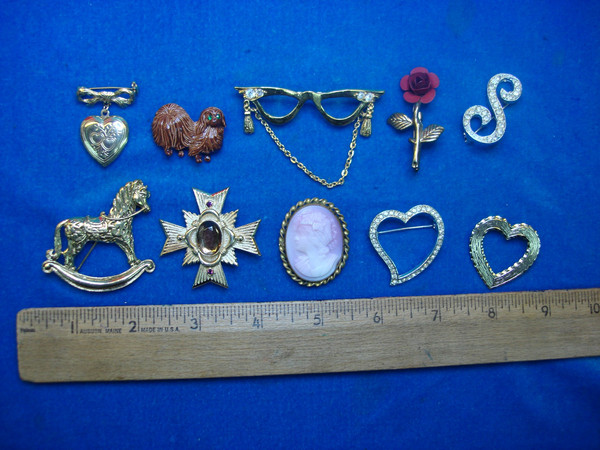 Vintage Costume Pin Lot of 10 | Unique Designs & All Usable