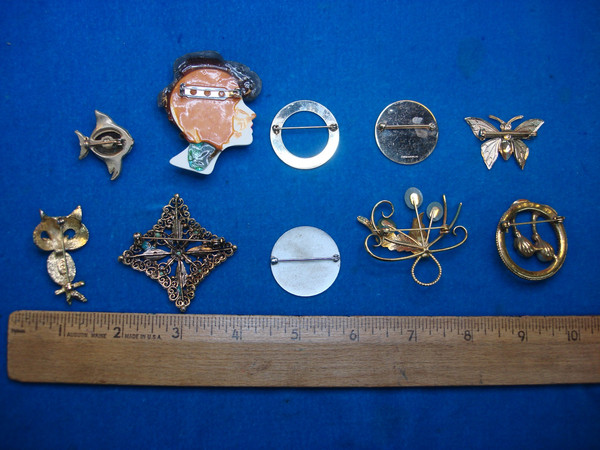 Vintage Costume Pin Lot of 10 - Unique & Usable Pins for Collectors