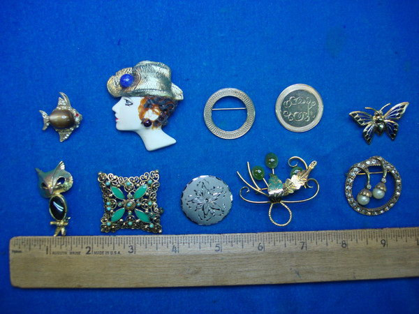 Vintage Costume Pin Lot of 10 - Unique & Usable Pins for Collectors
