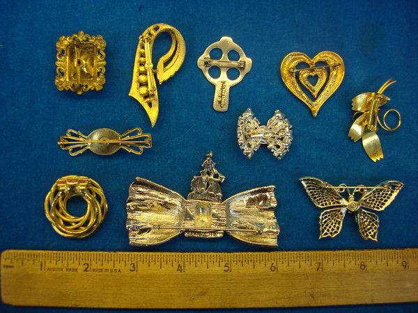 Estate Jewelry Lot of 10 Vintage Costume Pins - Unique & Collectible