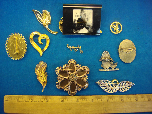 Vintage Costume Pin Lot of 10 - Unique & Usable Estate Jewelry