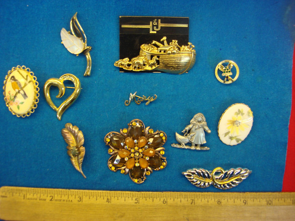 Vintage Costume Pin Lot of 10 - Unique & Usable Estate Jewelry