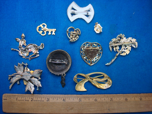 10 Unique Costume Pins - Estate Jewelry Lot, Mix & Match Styles