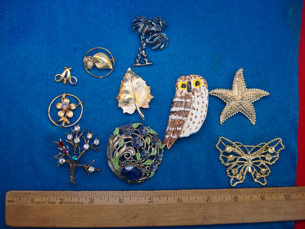 Vintage Costume Pin Lot of 10 - Unique & Usable Estate Jewelry Finds