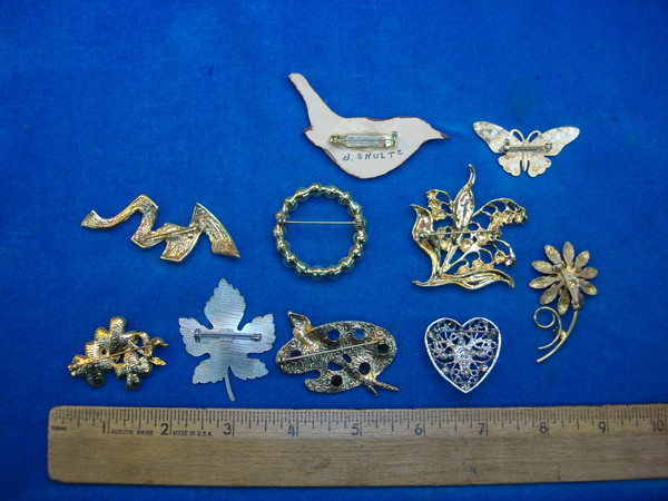 Vintage Costume Pin Lot of 10 - Unique & Usable Pins for Jackets, Hats & Bags