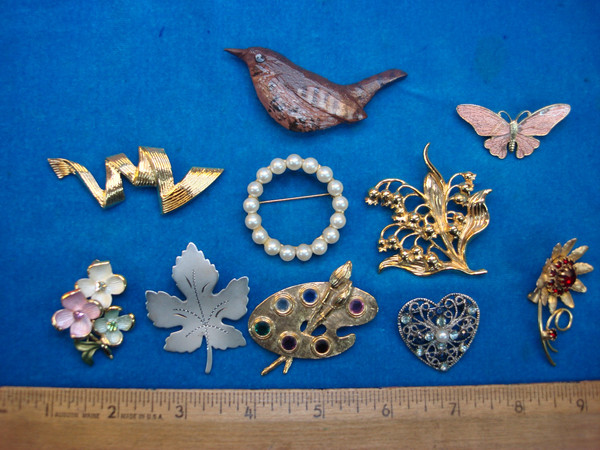 Vintage Costume Pin Lot of 10 - Unique & Usable Pins for Jackets, Hats & Bags