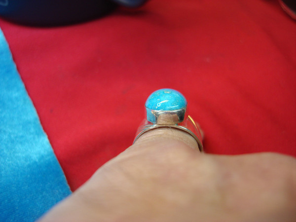 Unique Sterling Silver Turquoise Ring (Size 9, Large Stone)