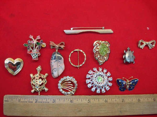 Vintage Costume Pin Lot of 10 - Unique & Usable Estate Jewelry Finds
