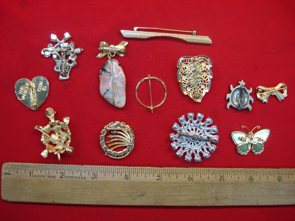 Vintage Costume Pin Lot of 10 - Unique & Usable Estate Jewelry Finds