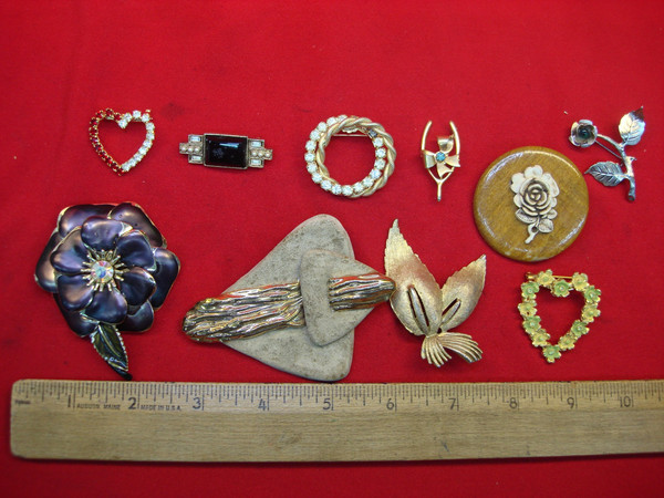 Estate Jewelry Lot of 10 Unique Costume Pins - Vintage & Usable Accessories